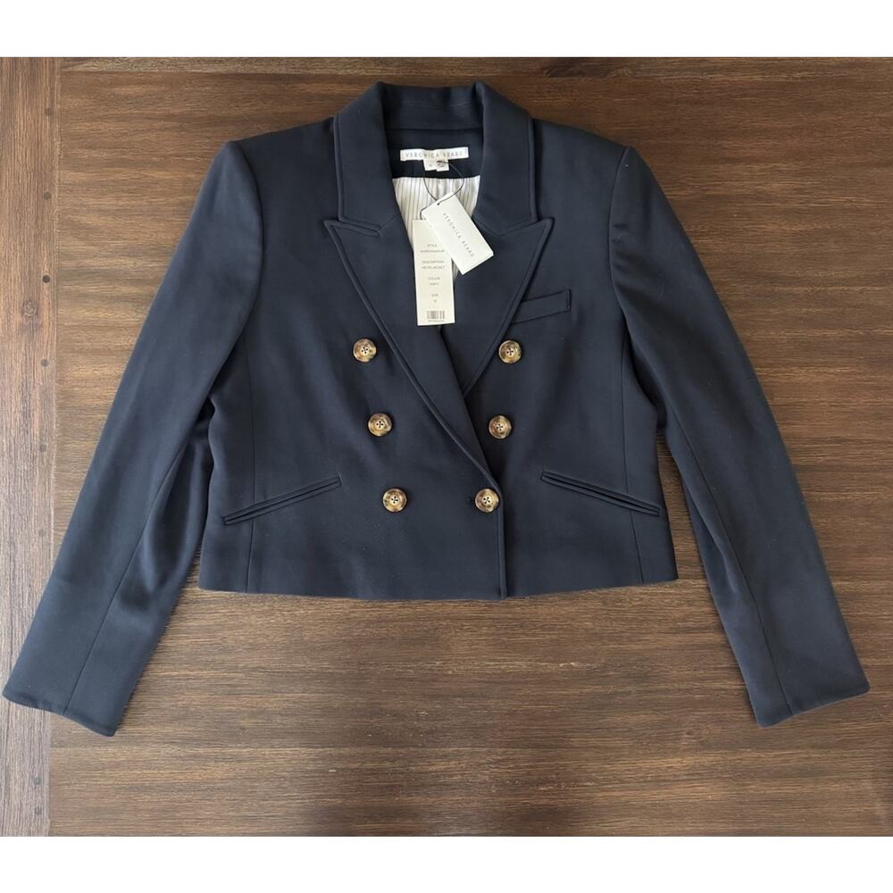 Veronica Beard Blazer Navy Blue Navis Cropped Dickey Jacket Womens 12 NWT - Picture 5 of 11